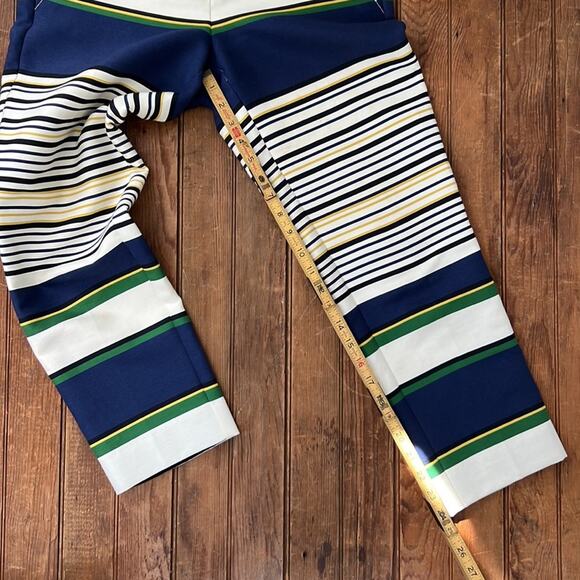 J Crew women bold color block striped chino pants ankle length size 2 - Picture 6 of 9